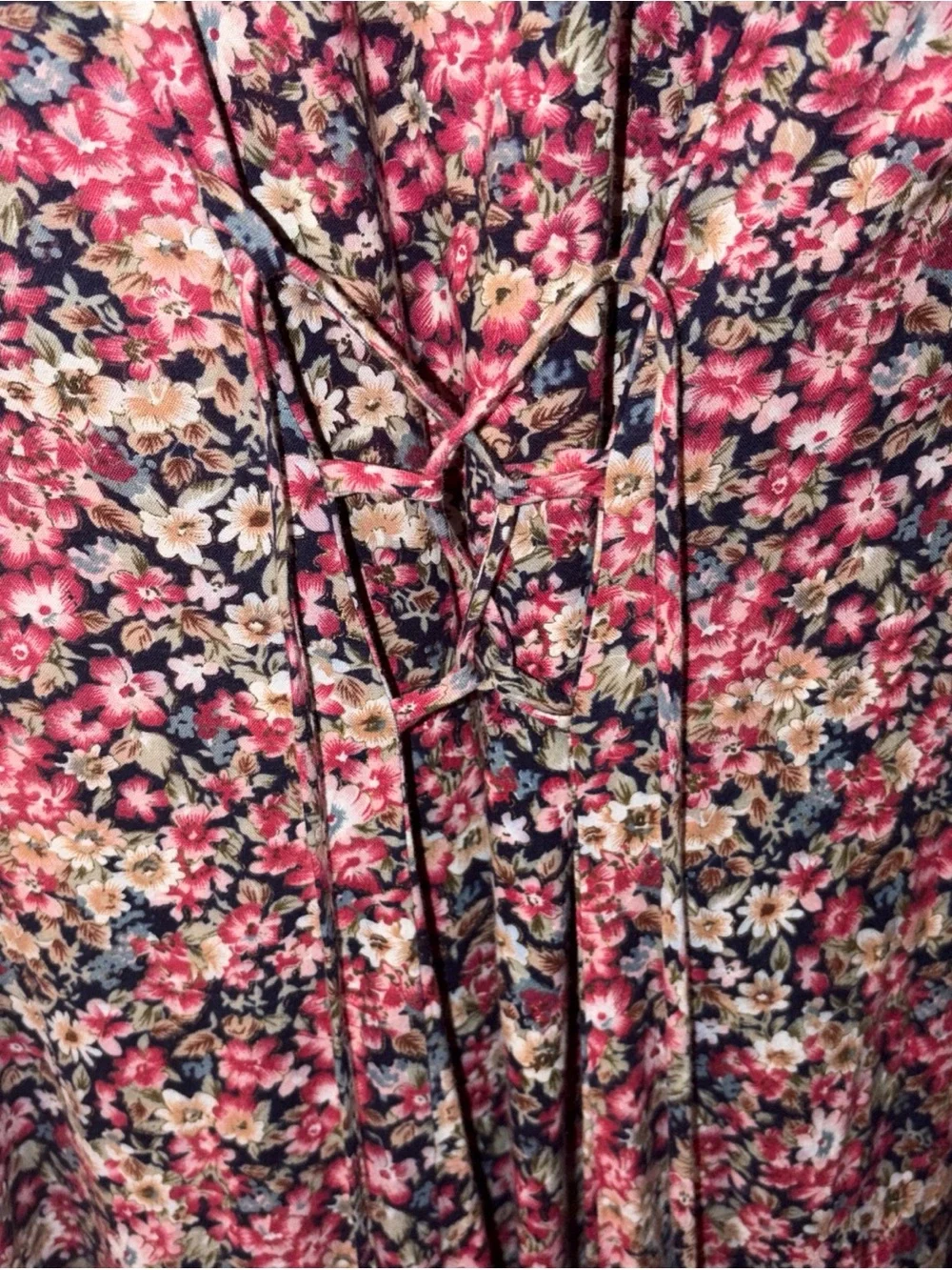 Vintage 90s Midi Dress Ditsy Floral Fairy Peasant Prairie Pink Lace Up Boho